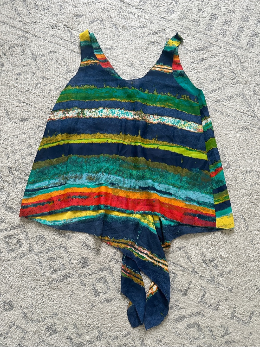 RACHEL Rachel Roy Striped V-Neck Multicolor Tank Top